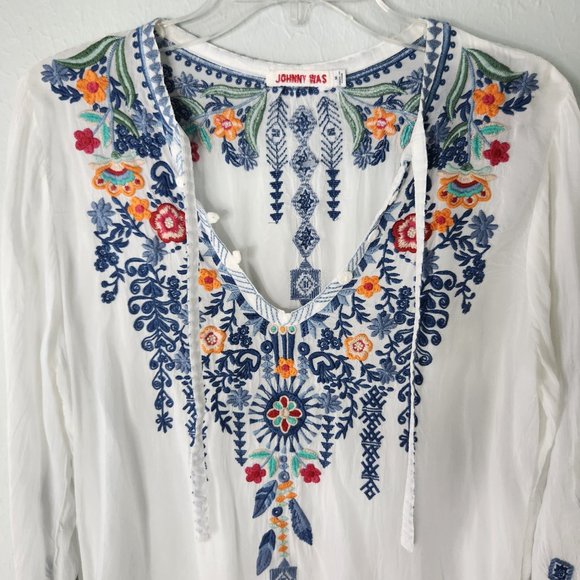 Johnny Was Tanya Tonal Embroidered Boho Top - Picture 2 of 8